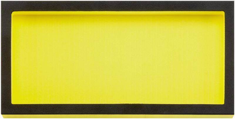 Rectangle jaune avec un cadre noir, probablement une impression d'art moderne ou un élément décoratif sur un fond neutre.