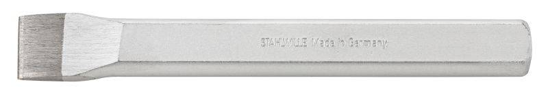 Ciseau en acier à lame plate, gravé avec l'inscription 'Stalco 16x16x152mm', utilisé pour couper du métal ou de la pierre.