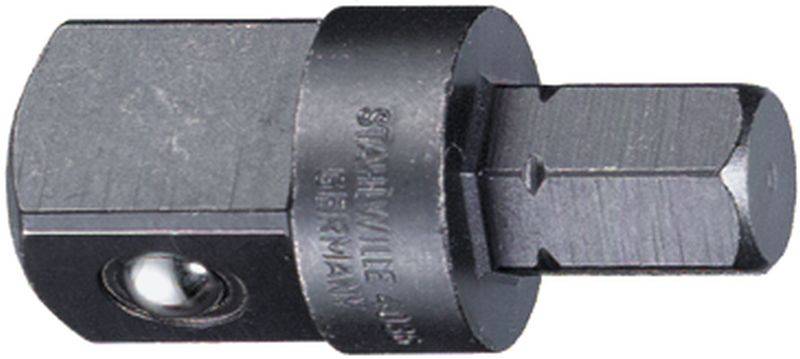 Adaptateur de clé à douille, carré de transmission à six pans, revêtement noir, fabriqué en métal.