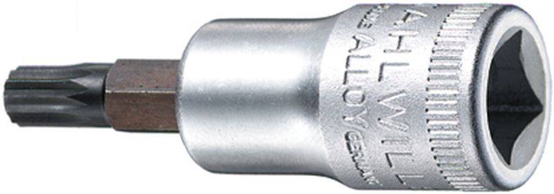 Clé à douille 'Gedore' avec tête Torx, argentée, sur fond blanc. Outil utilisé pour fixer ou desserrer des vis.