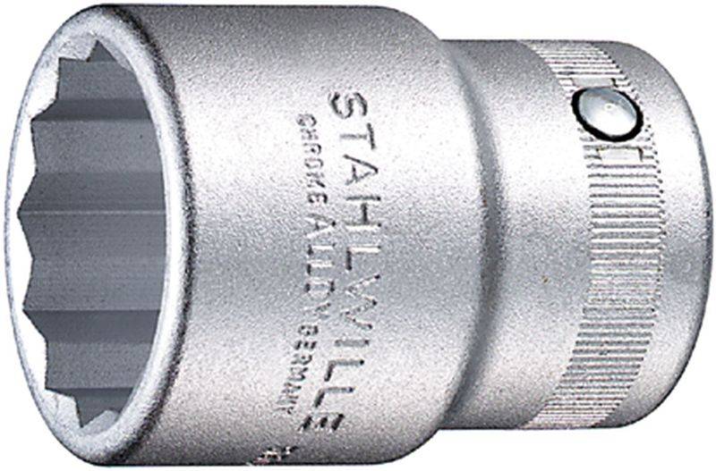 Douille à six pans en acier chrome-vanadium de forme ronde, utilisable avec des outils manuels ou mécaniques.