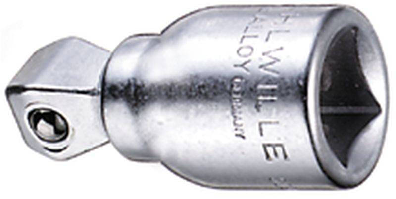 Un outil de jonction universel chromé pour clés à douille, doté d'une tête cylindrique et d'une connexion unique.