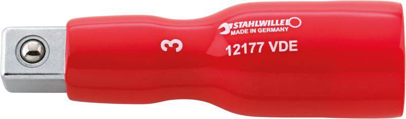 Douille isolée rouge avec l'inscription 'STAHLWILLE MADE IN GERMANY 12177 VDE', adaptée aux travaux électriques.