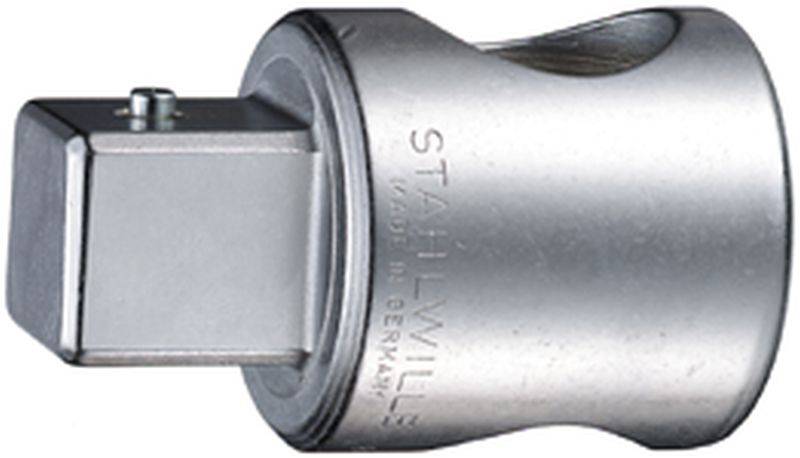 Adaptateur pivotant argenté portant les inscriptions 'STAHLWILLE' et 'MADE IN GERMANY', utilisé pour les outils de transmission de couple.