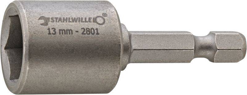 Douille à embase hexagonale de 13 mm et tige hexagonale de 1/4 de pouce, adaptée aux perceuses ou aux visseuses sans fil.