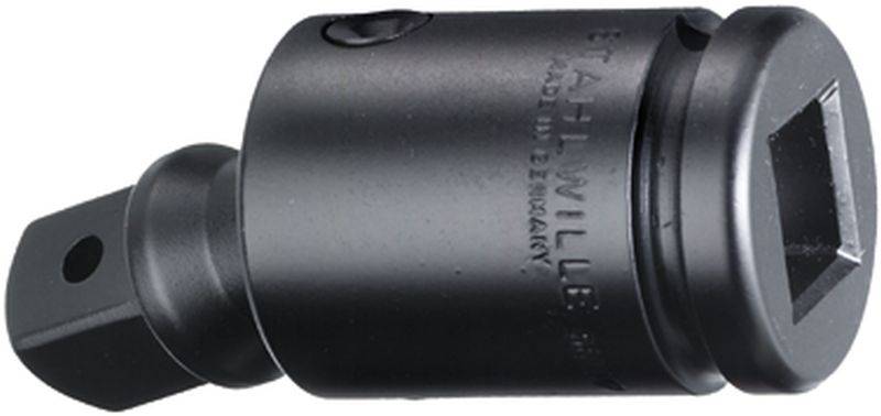 Adaptateur pour clé à douille, cylindrique, avec empreinte carrée et trou traversant, noir, design robuste.