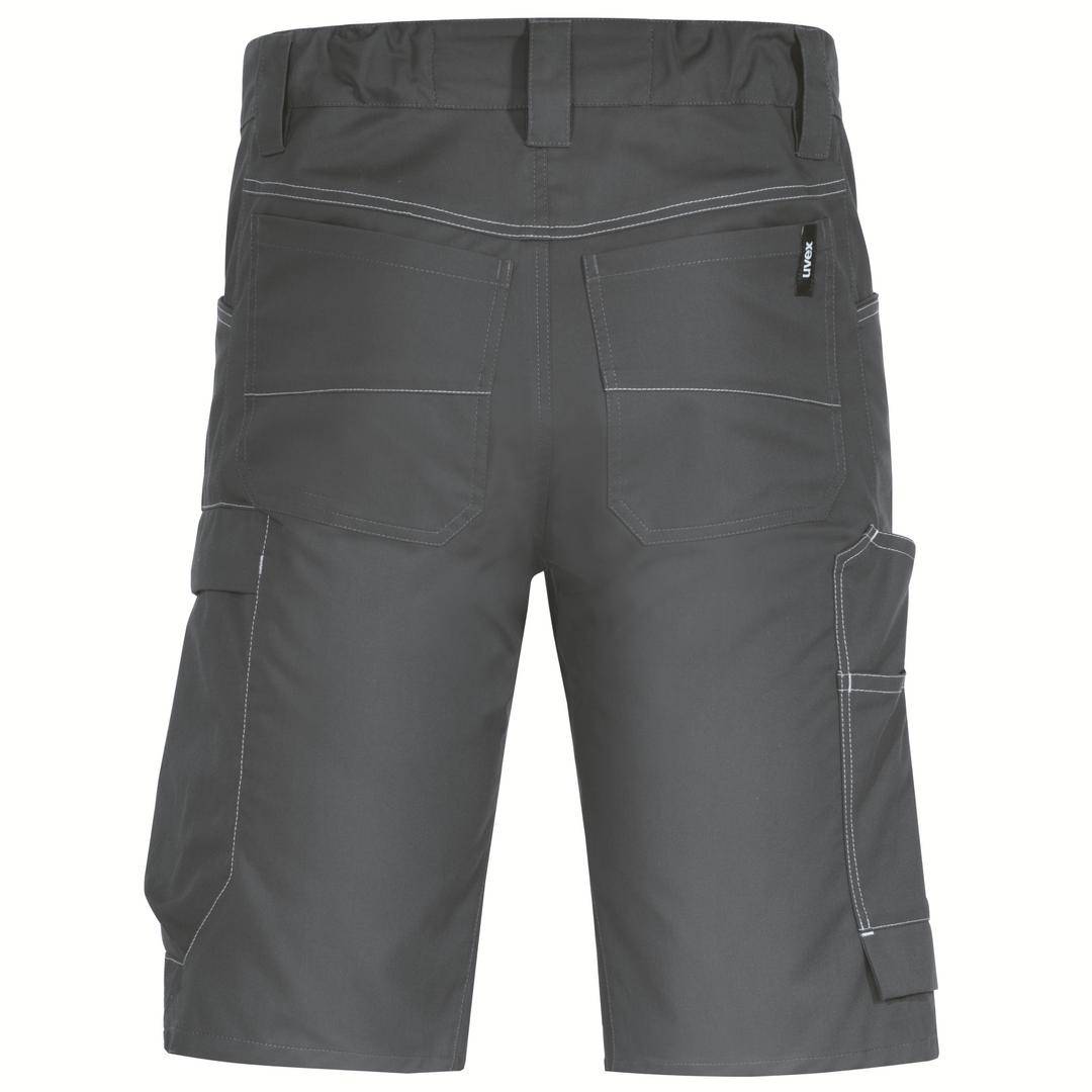Short de travail gris vue de dos, avec plusieurs poches, taille élastiquée et coutures renforcées, adapté aux travaux exigeants.