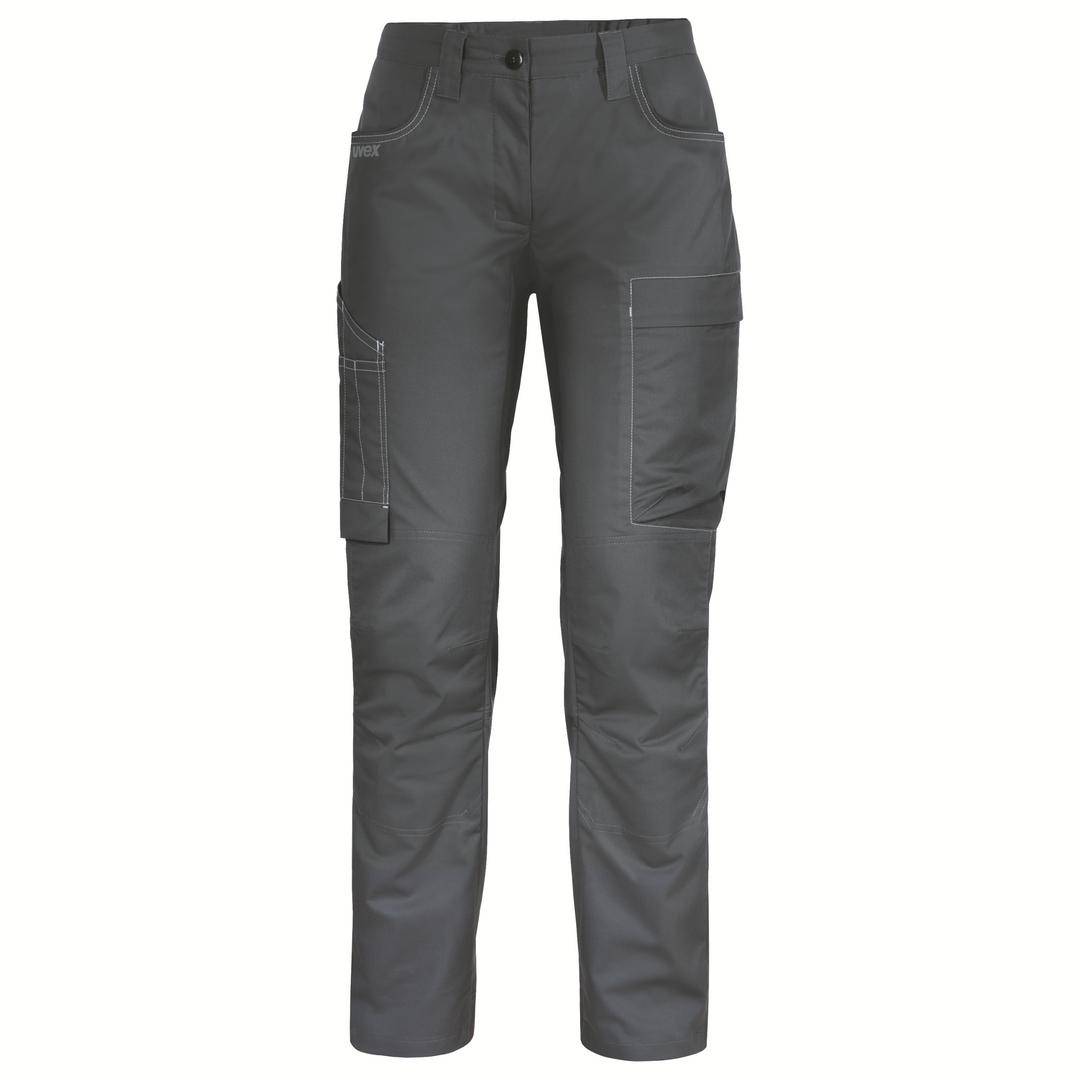 Pantalon de travail gris avec plusieurs poches, adapté aux travaux manuels.
