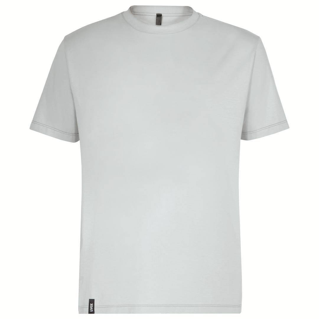 Un t-shirt blanc simple en coton, à manches courtes et col rond, présenté de face.