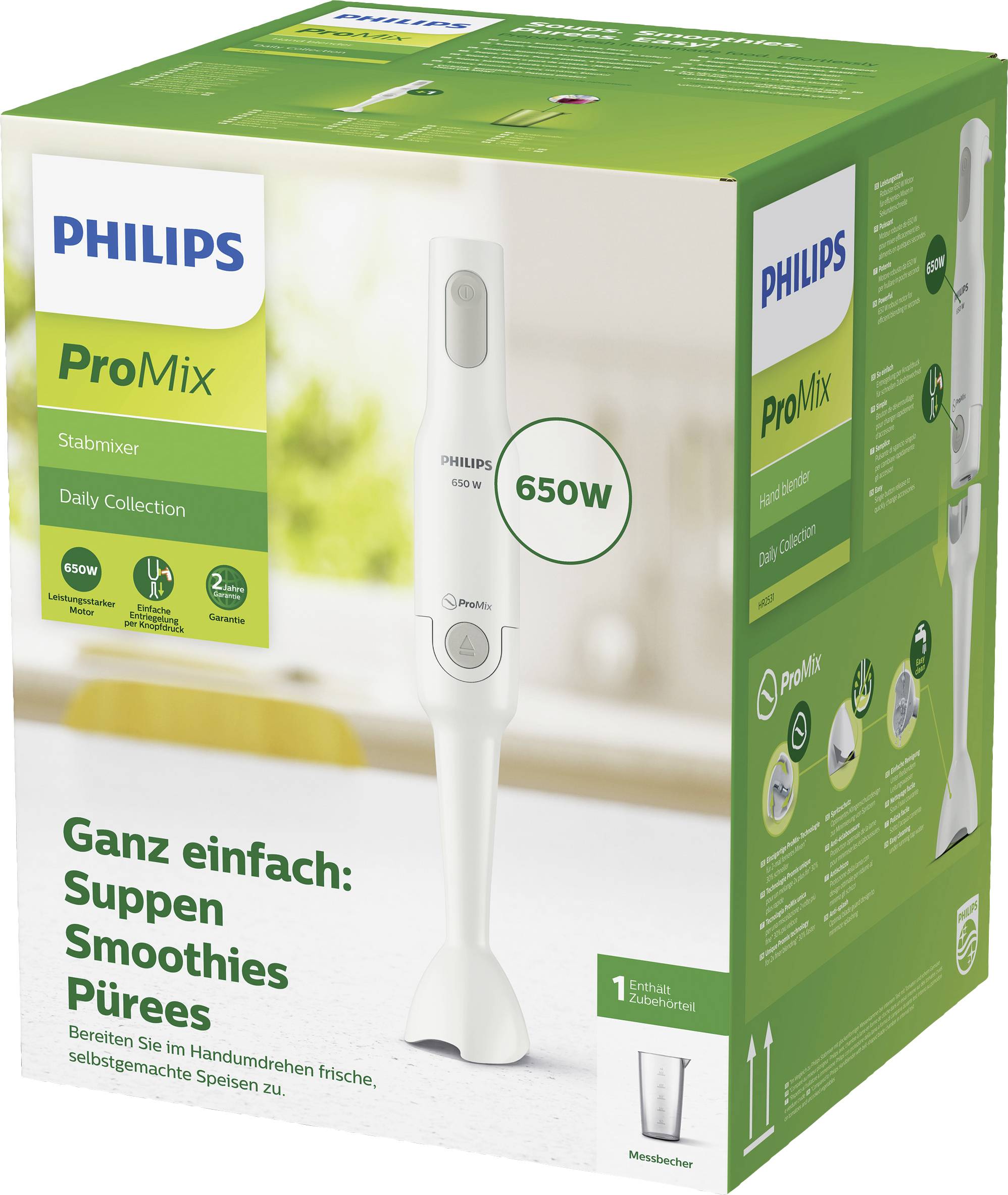 Philips Home HR2531/00 Daily Mixeur plongeant 650 W blanc