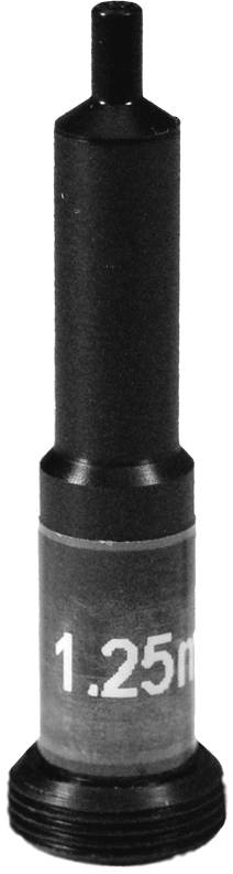 Pointe de vis en métal, cylindrique, avec marquage '1,25 mm'.