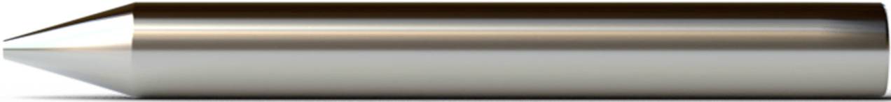 Un objet métallique pointu, semblable à un stylo ou à une buse, à la surface brillante et réfléchissante.