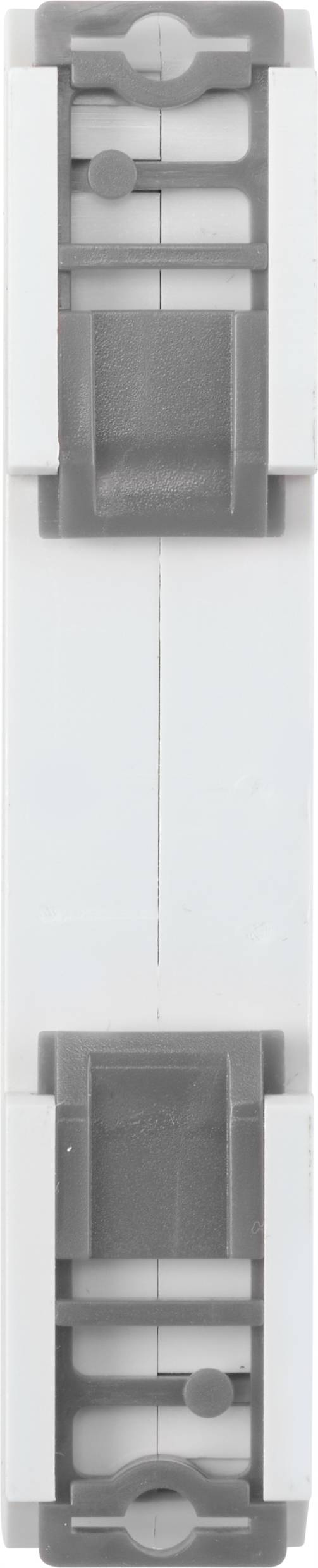 Un support en plastique blanc avec des éléments gris, probablement destiné au montage ou à la fixation dans des applications techniques.