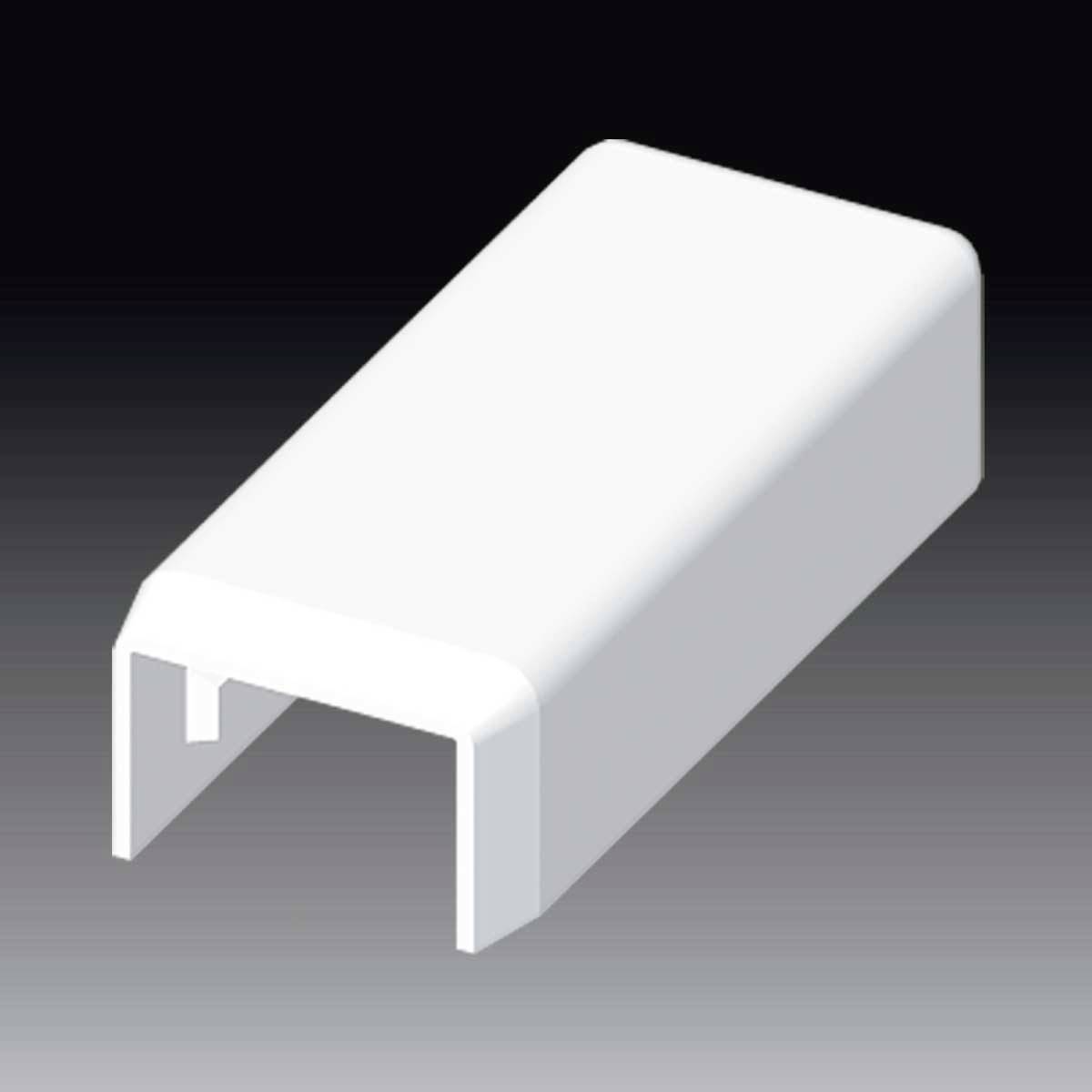 Un clip en plastique blanc rectangulaire en vue 3D, servant potentiellement de couvercle ou de protection.