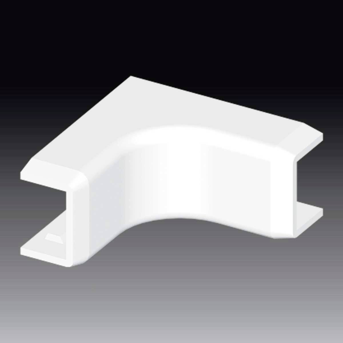 Support blanc en plastique en forme de L devant un arrière-plan sombre.