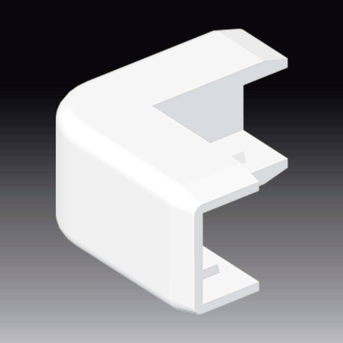 Support en plastique blanc en forme de L sur un fond noir. Il présente une découpe rectangulaire et est utilisé pour la fixation.