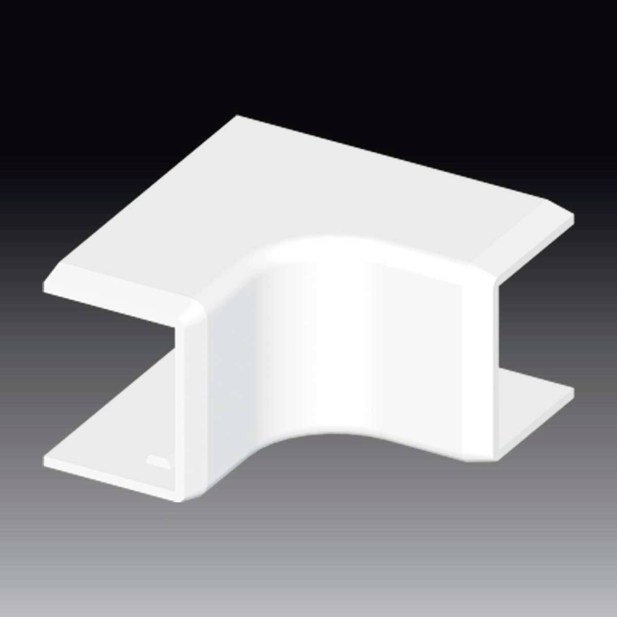 Une connexion rectangulaire blanche en plastique avec une entretoise centrale incurvée, représentée sur un fond sombre.