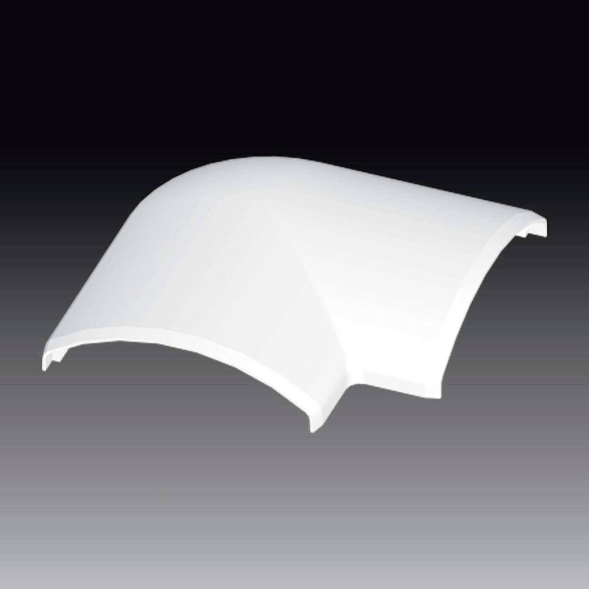 Une couverture en plastique blanche et incurvée à surface lisse sur un fond gris.