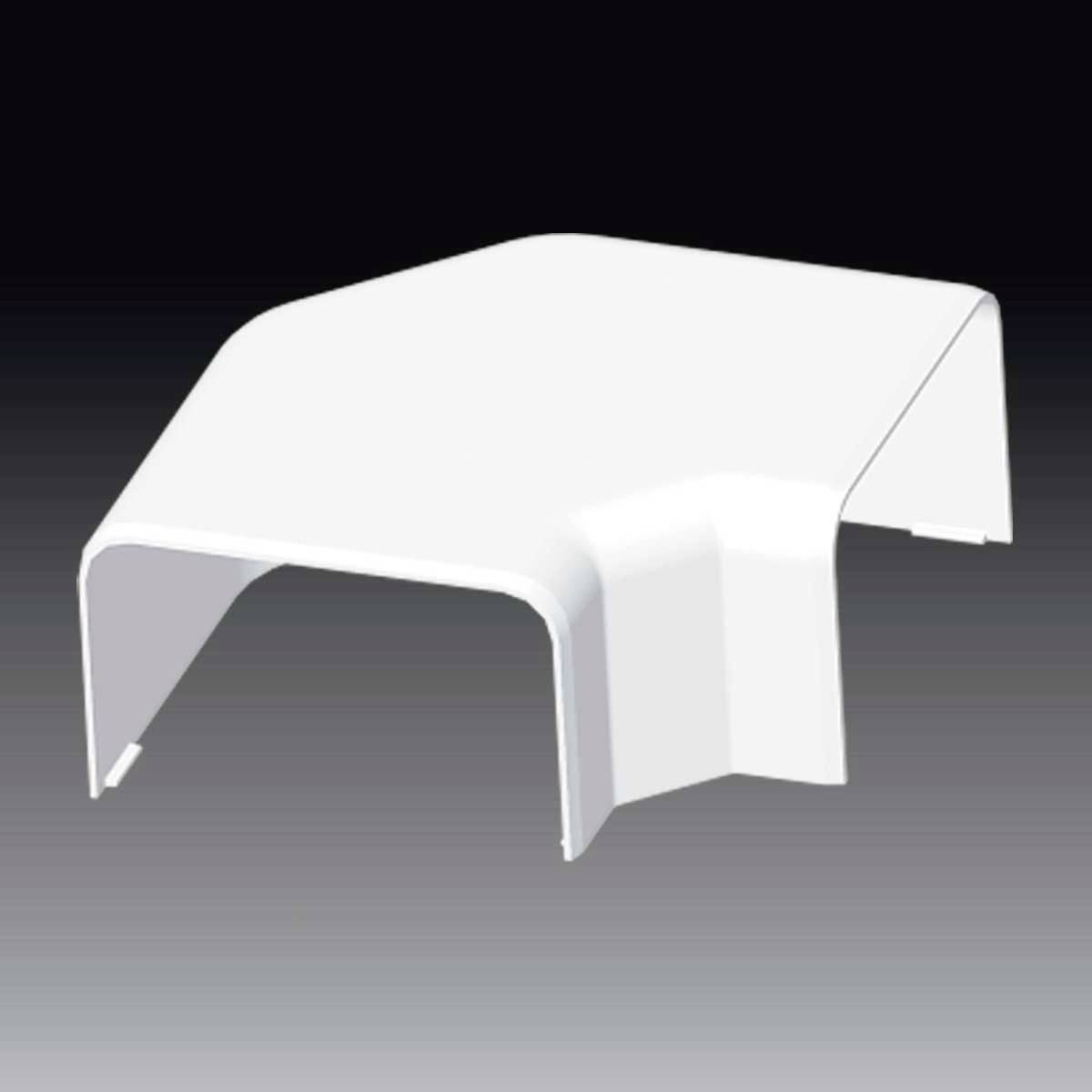 Un élément rectangulaire blanc en plastique au design incurvé sur un fond dégradé gris.