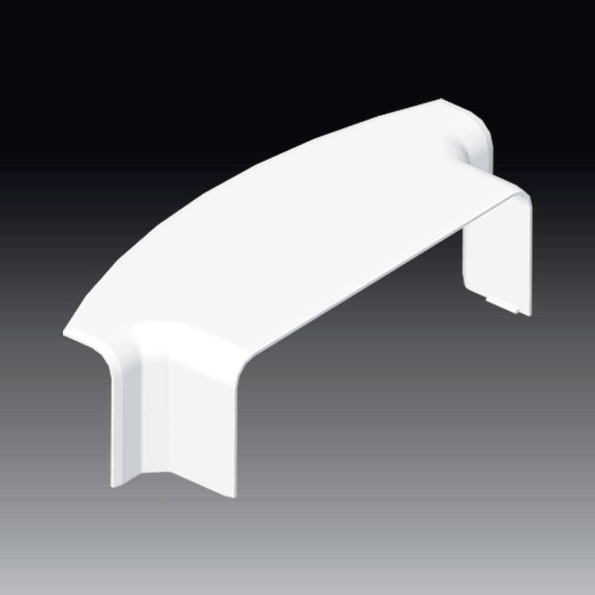 Un morceau de plastique blanc et incurvé sur un fond sombre. Il possède deux extrémités verticales et courtes.