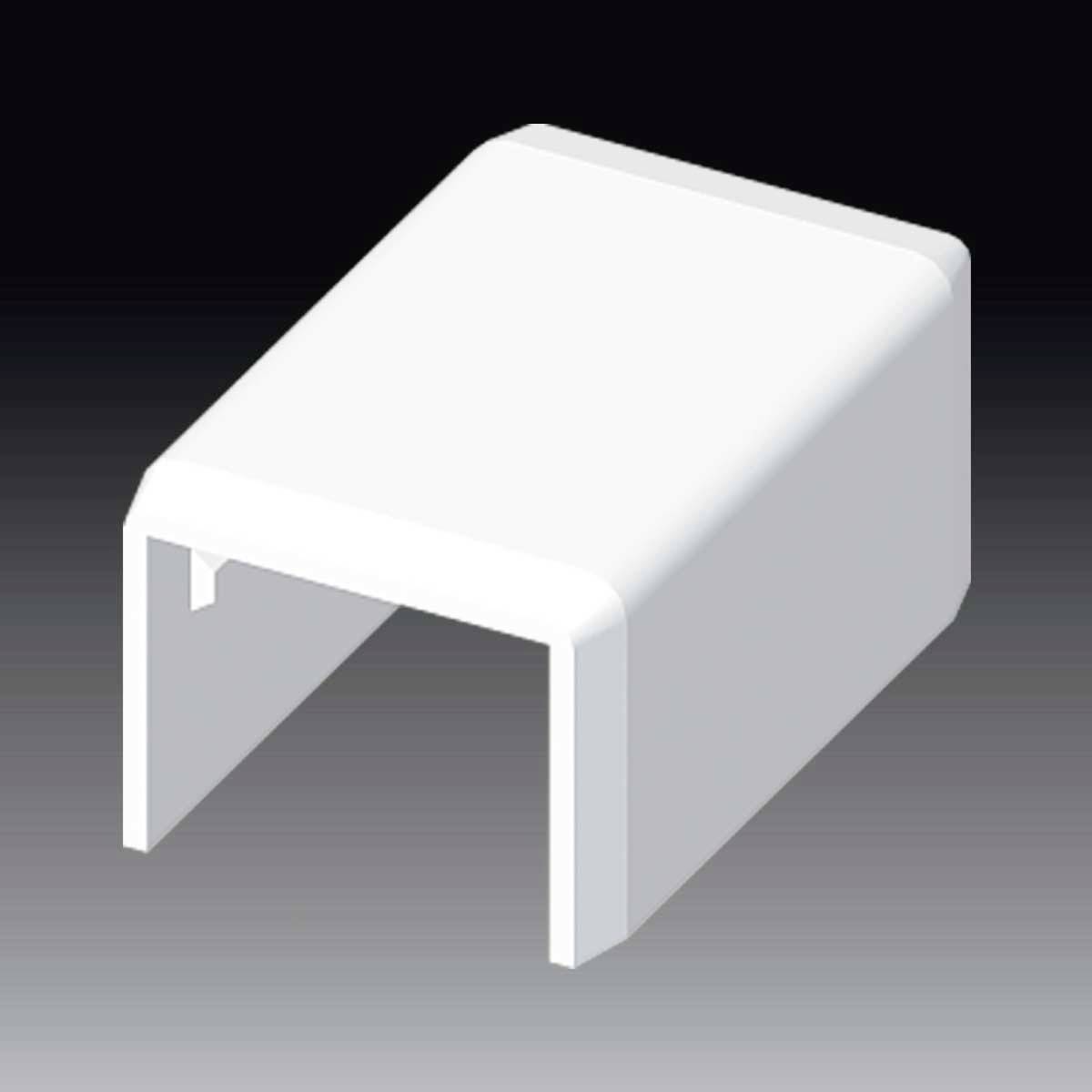 Un protecteur rectangulaire blanc en plastique qui s'adapte à un bord droit, sur un fond gris.