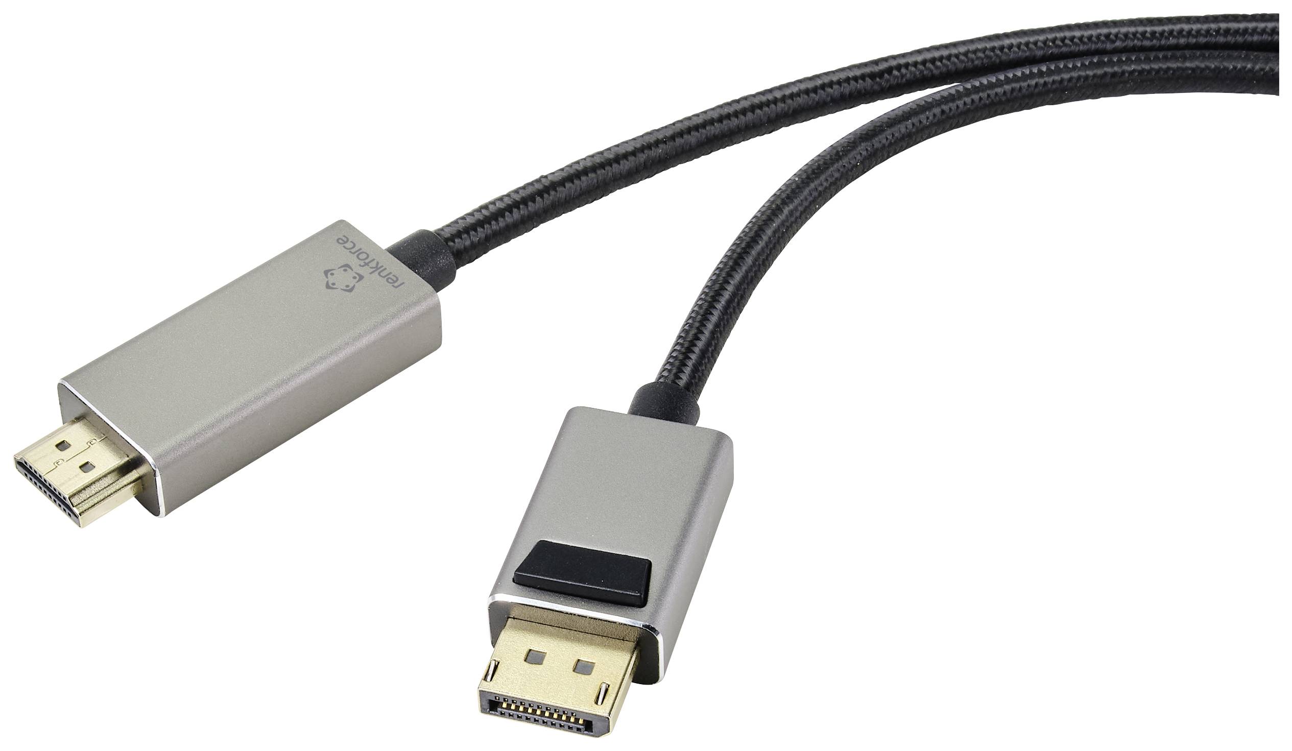 Renkforce DisplayPort / HDMI Cordon Fiche mâle DisplayPort, Fiche mâle HDMI-A 3.00 m noir UHD 8K @ 60 Hz, UHD 4K @ 120 Hz