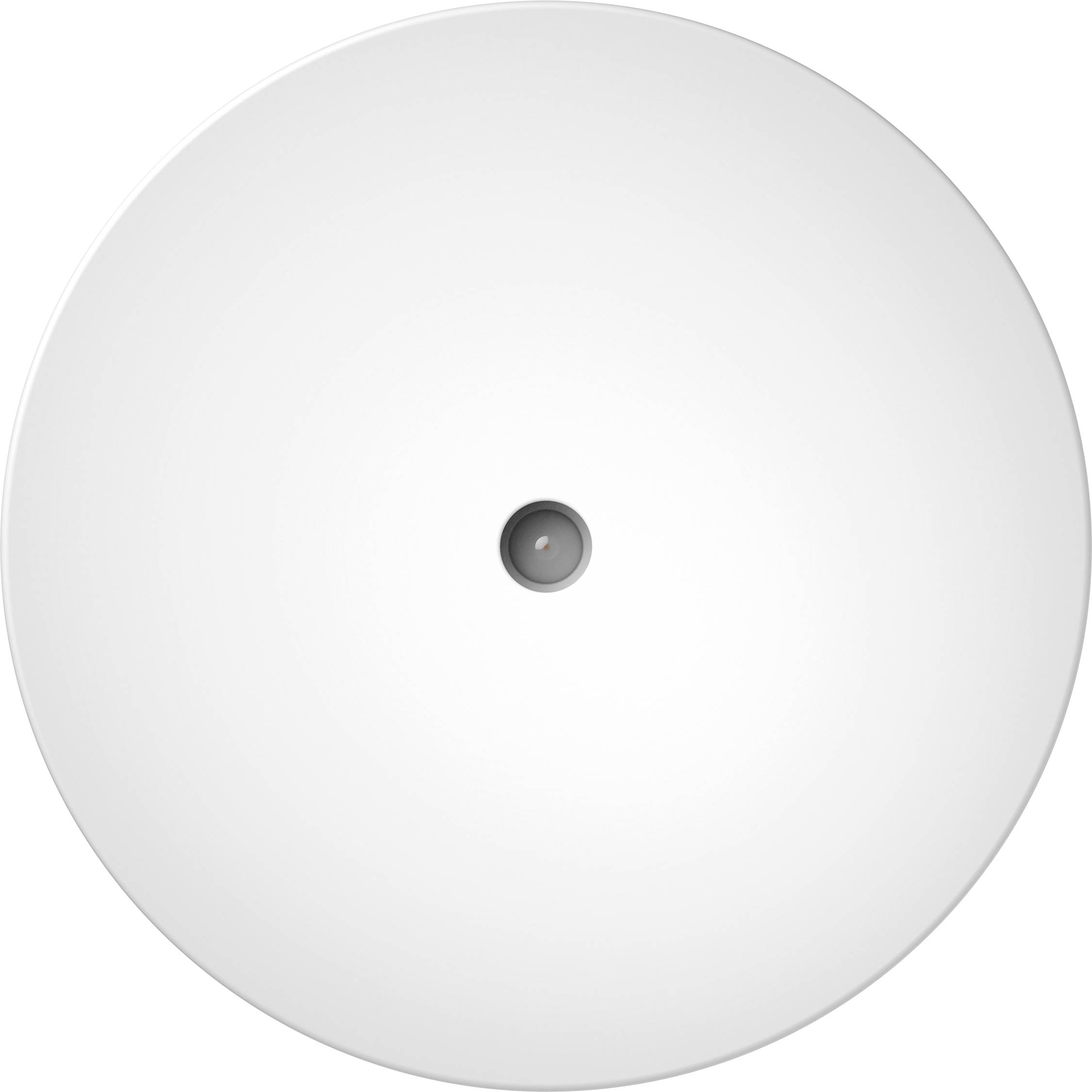 Luminaire de plafond blanc rond, monté de manière centrale, au design minimaliste.