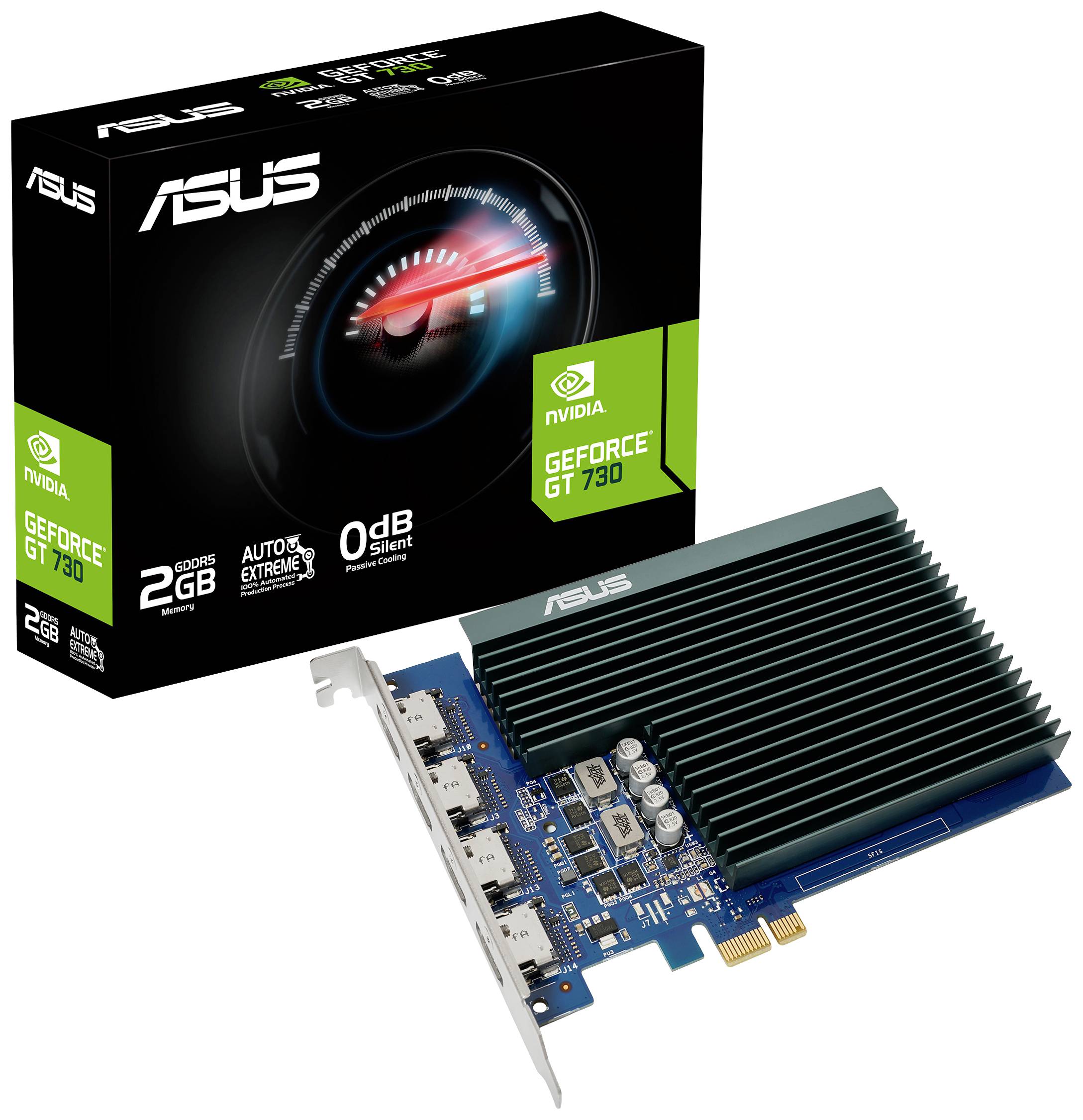 Asus Carte graphique Nvidia GeForce GT730 2 GB RAM GDDR5 PCIe x1 HDMI™ refroidissement passif