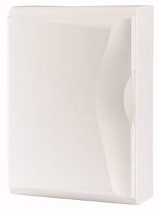 Une boîte rectangulaire blanche aux bords arrondis avec un léger bombement vertical sur le côté droit.