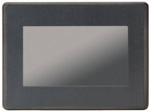 Un écran rectangulaire sombre ou un appareil à surface lisse ; aucun contenu reconnaissable n'est visible.