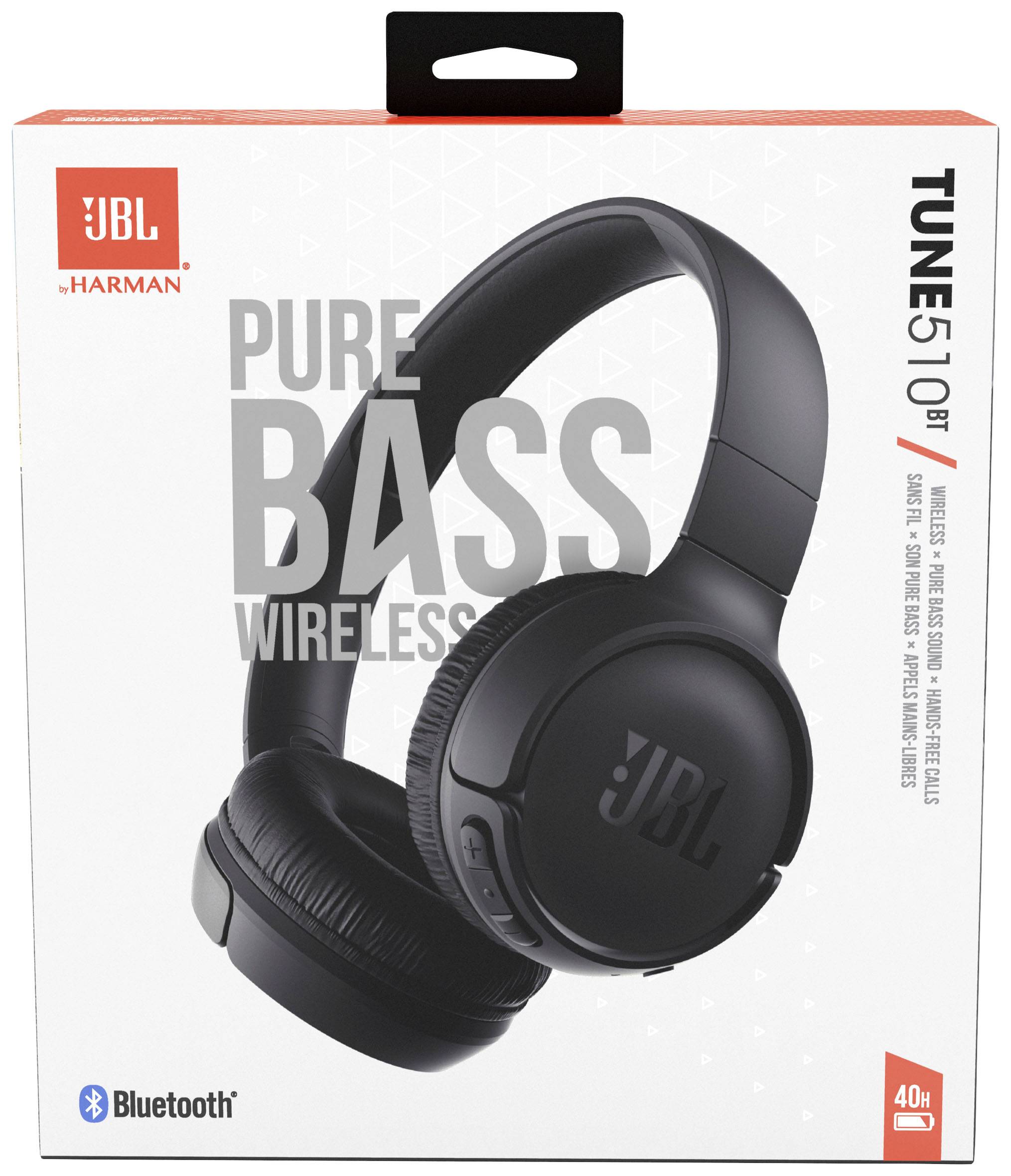 JBL Tune 510BT Casque supra-auriculaire Bluetooth noir micro-casque, pliable, affichage de la charge de la batterie, mise en