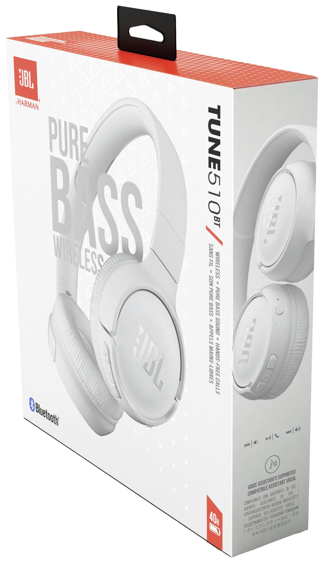 JBL Tune 510BT Casque supra-auriculaire Bluetooth blanc micro-casque, pliable, affichage de la charge de la batterie, mise en