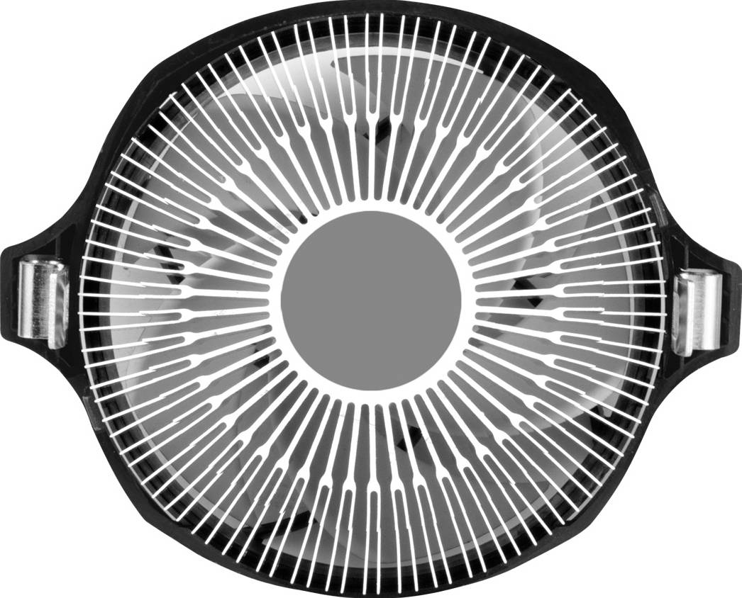 Une vue de dessus en noir et blanc d'un objet rond avec des lignes rayonnantes, ressemblant à un disque vinyle.