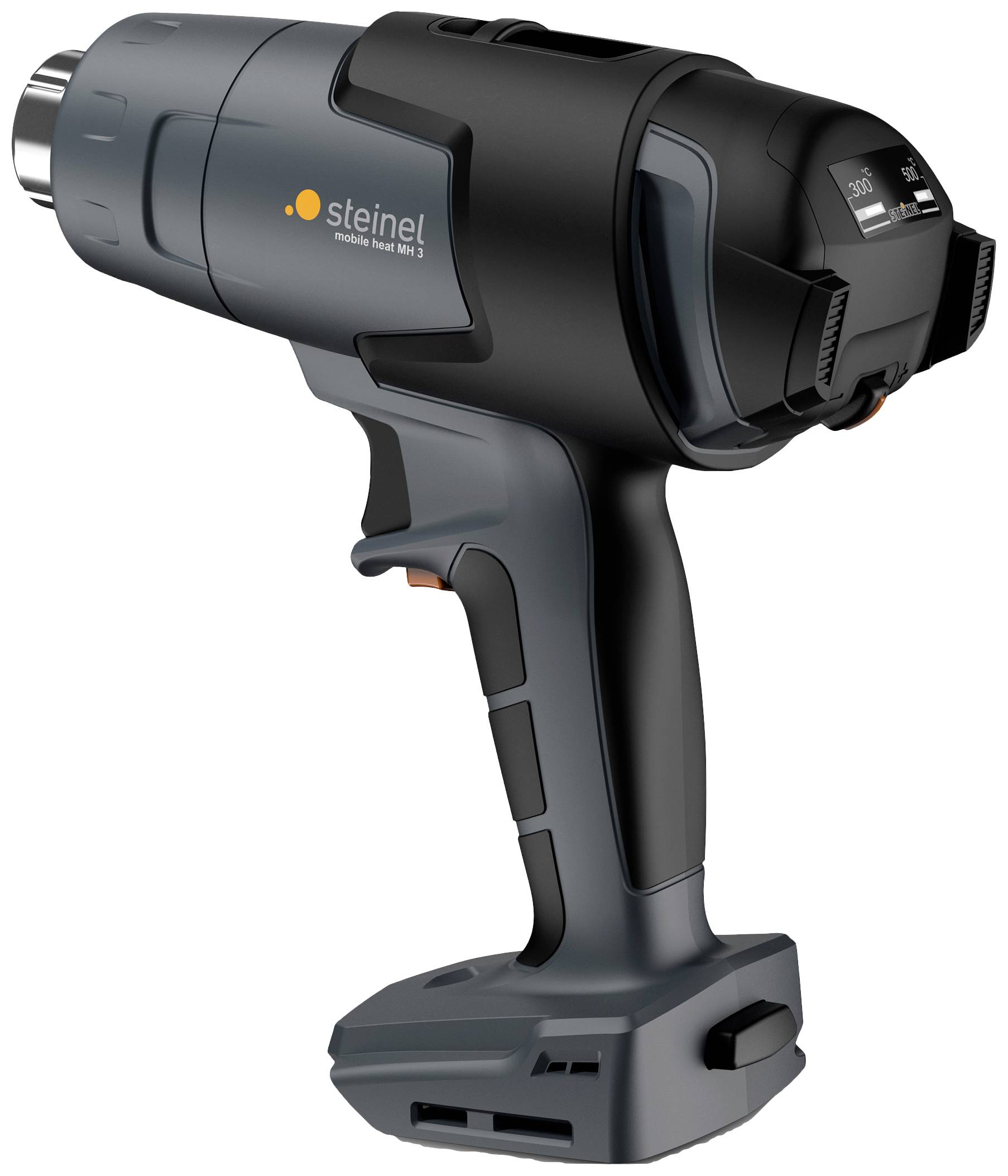 Pistolet à air chaud électrique noir et gris avec affichage numérique, adapté aux travaux de bricolage tels que le soudage ou le décapage de peinture.