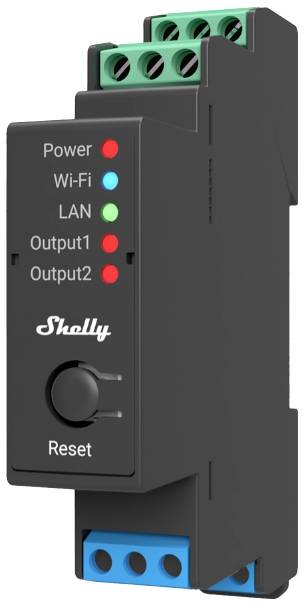 Relais pour rail DIN Shelly Shelly Pro 2 Bluetooth, Wi-Fi