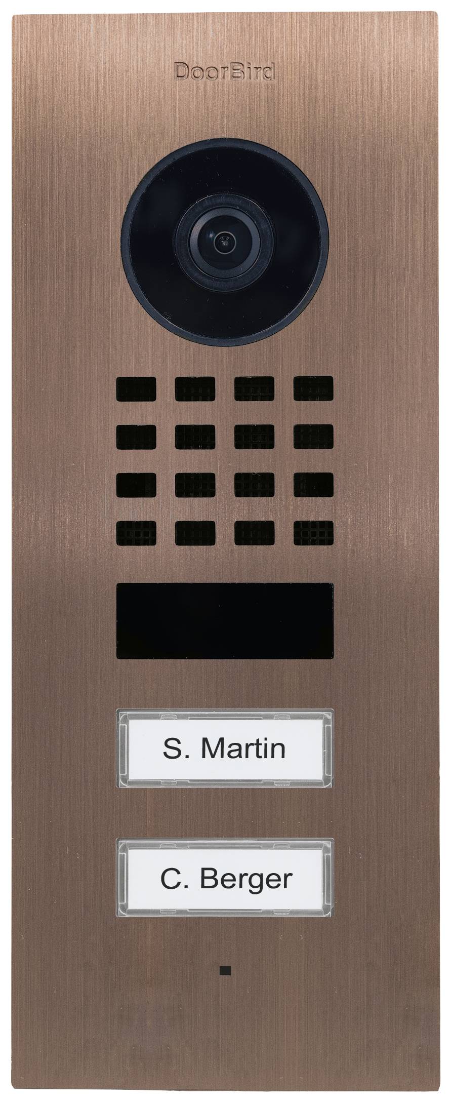 DoorBird D1102V Unterputz Interphone vidéo IP Wi-Fi, Ethernet Station extérieure acier inoxydable V2A (brossé), Bronze