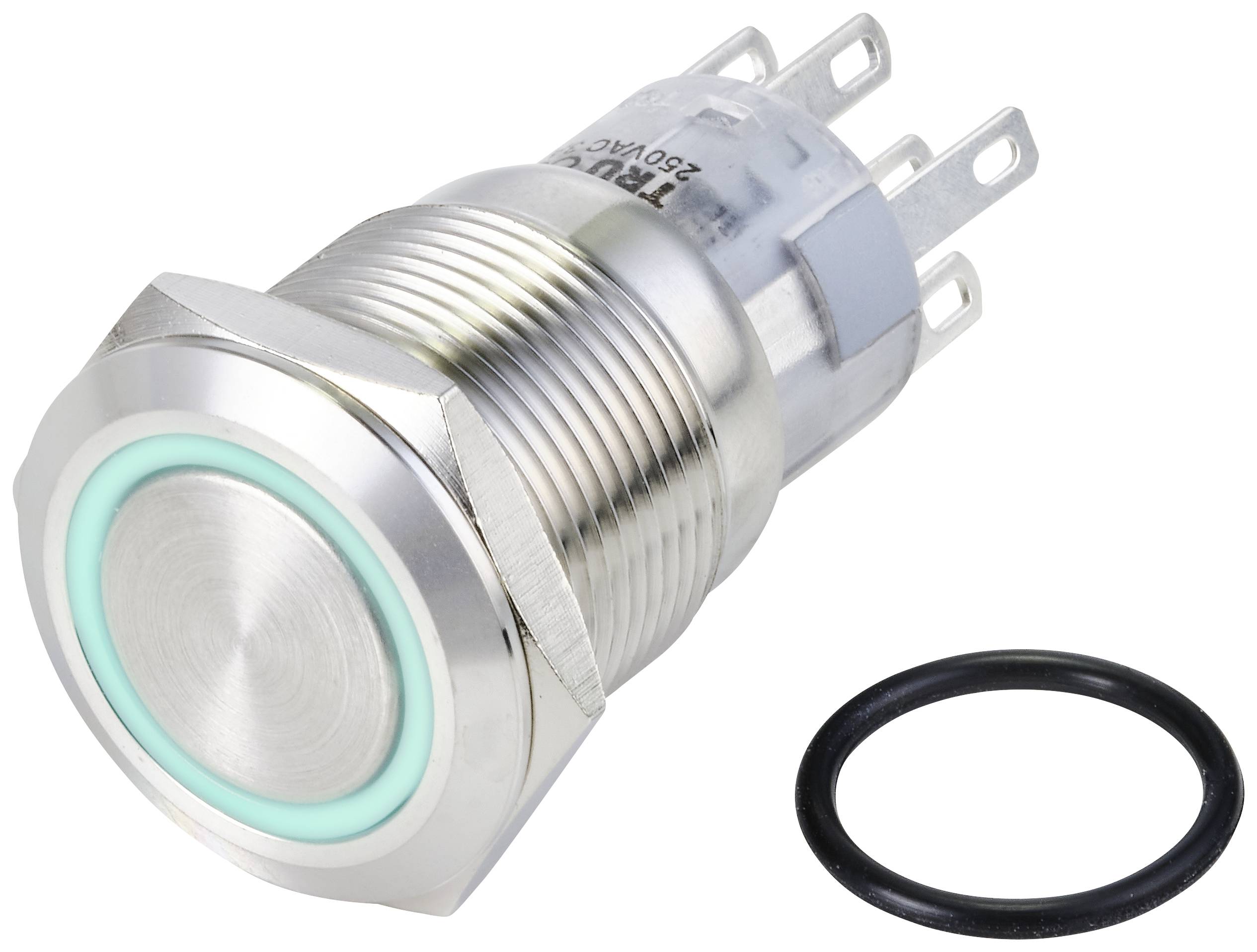 TRU COMPONENTS TC-10090984 LAS1-AGQ-22ZE/B/24V/S Bouton-poussoir antivandalisme 250 V/AC 3 A 2 x On/On à accrochage bleu IP65