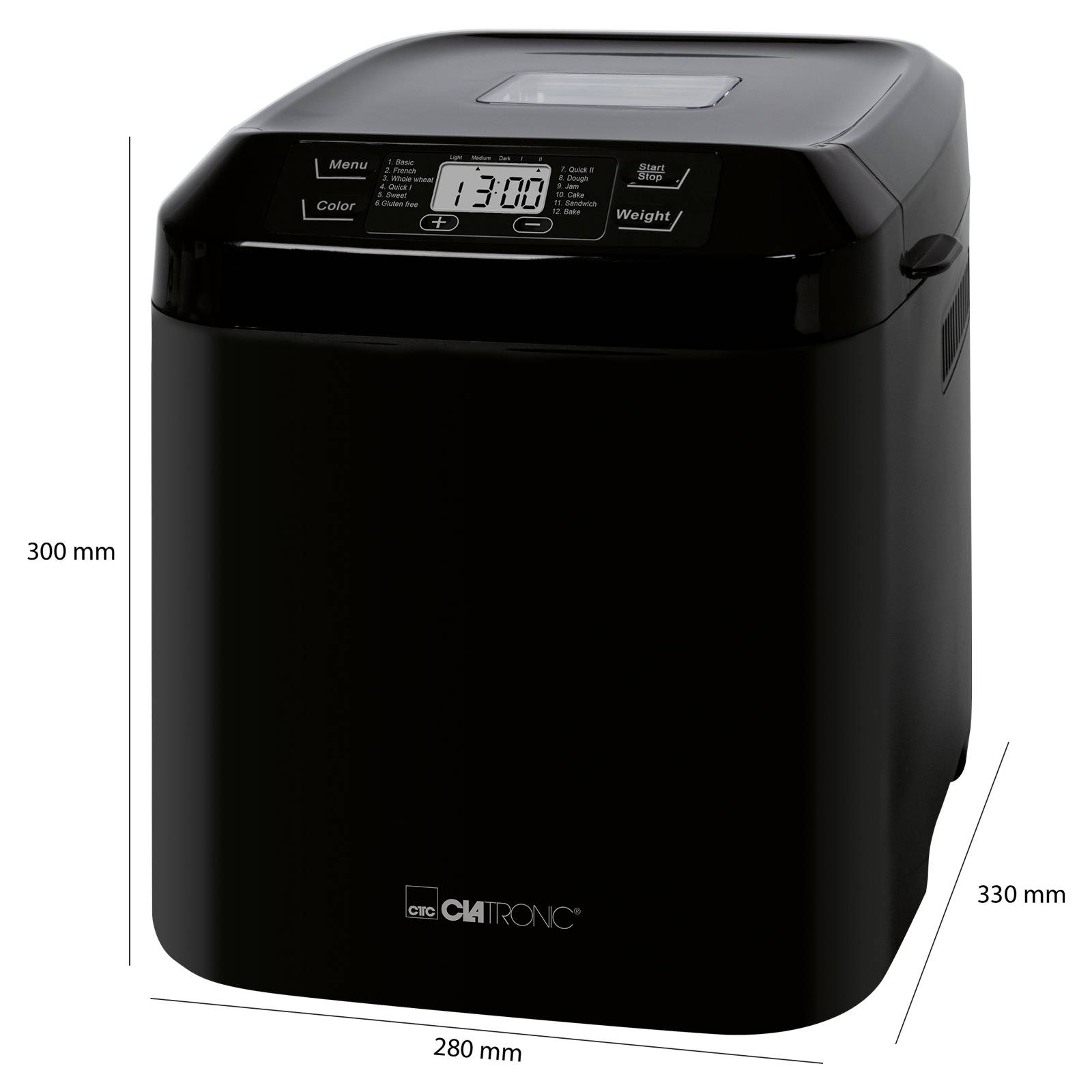 Clatronic BBA 3774 Machine à pain fonction minuteur 3 l noir