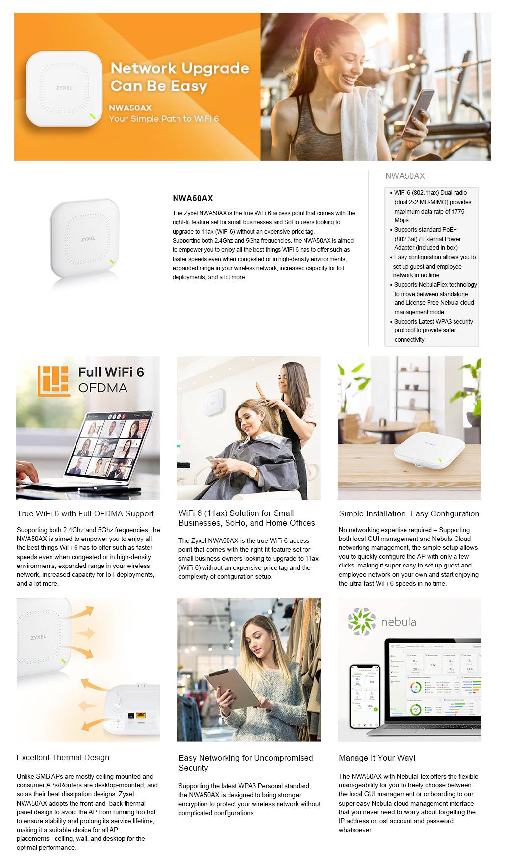 ZyXEL Répéteur Wi-Fi NWA50AX-EU0102F NWA50AX-EU0102F 1.75 GBit/s