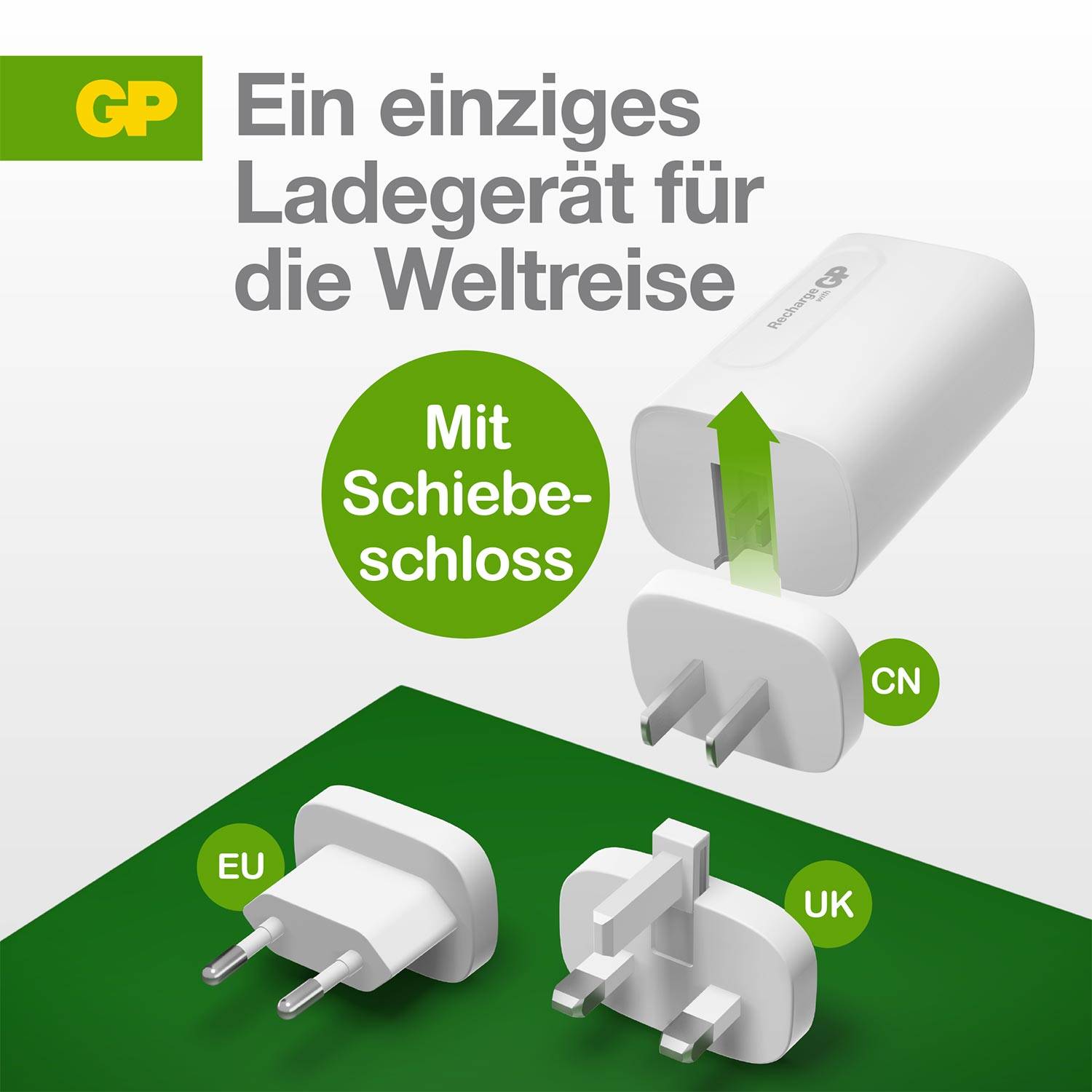 Chargeur USB GP GPWCGM3AWHUSB254 3 x 1x USB-A, 2x USB-C®