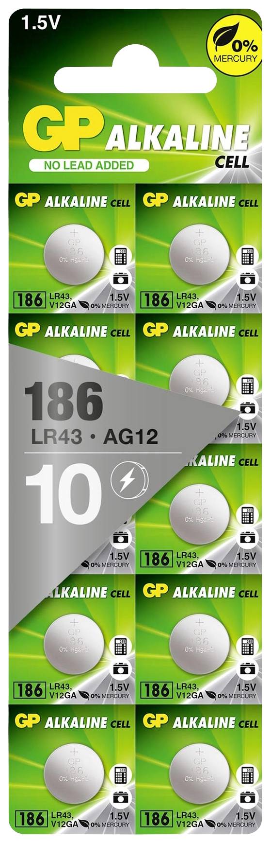 GP Pile bouton LR 43 1.5 V 10 pc(s) alcaline(s) GP186F-2C10