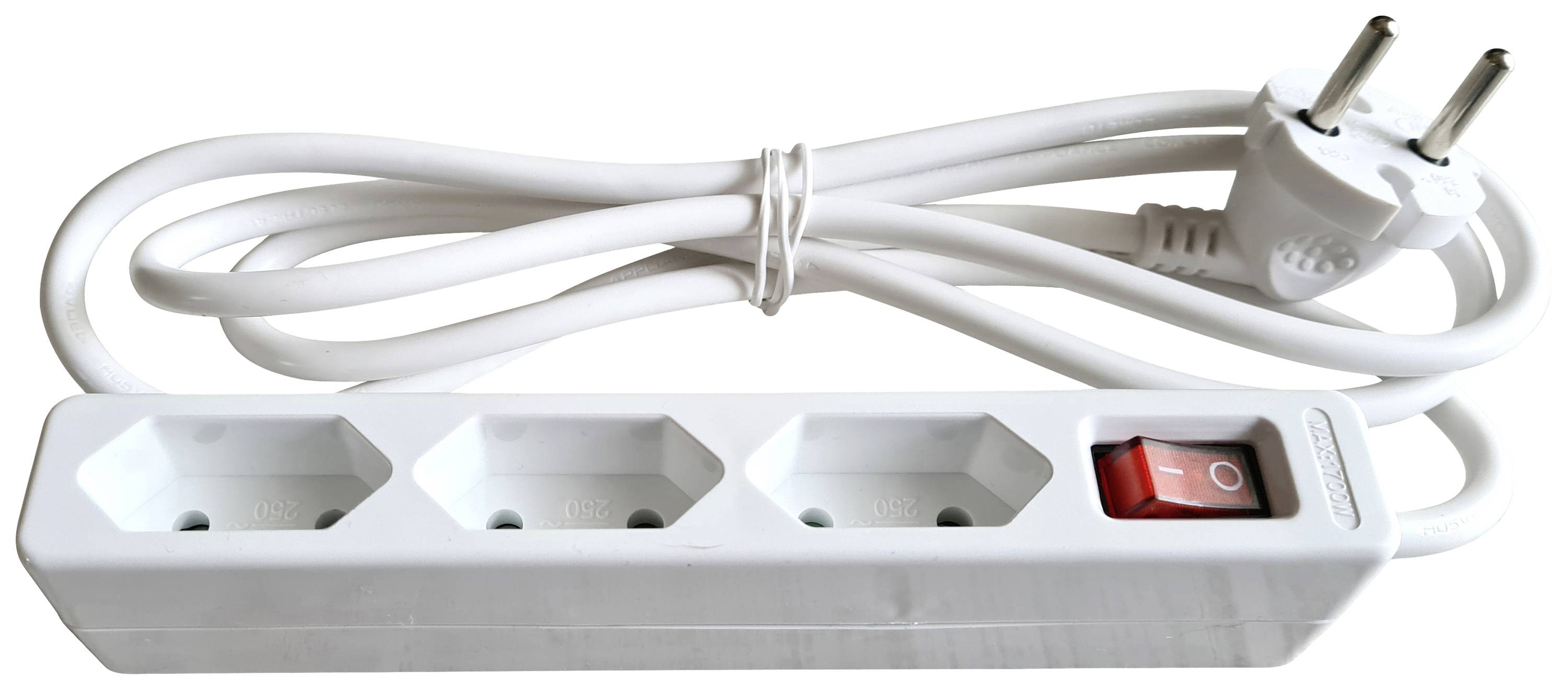 Bloc multiprise avec interrupteur AS Schwabe 11312 blanc fiche avec contour 1 pc(s)