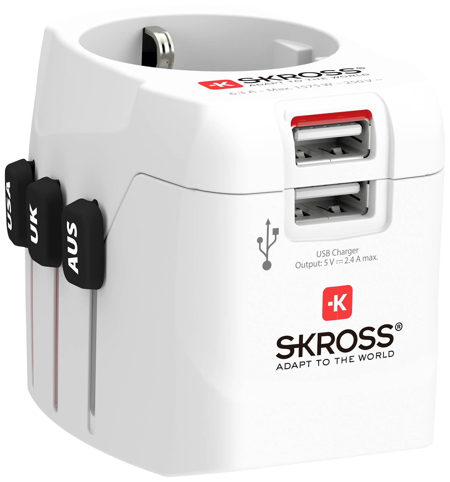 Skross 1302470 Adaptateur de voyage Pro Light USB (2xA) -World