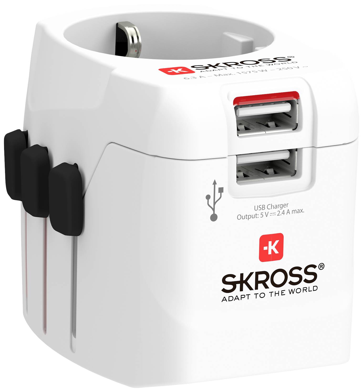 Skross 1302470 Adaptateur de voyage Pro Light USB (2xA) -World