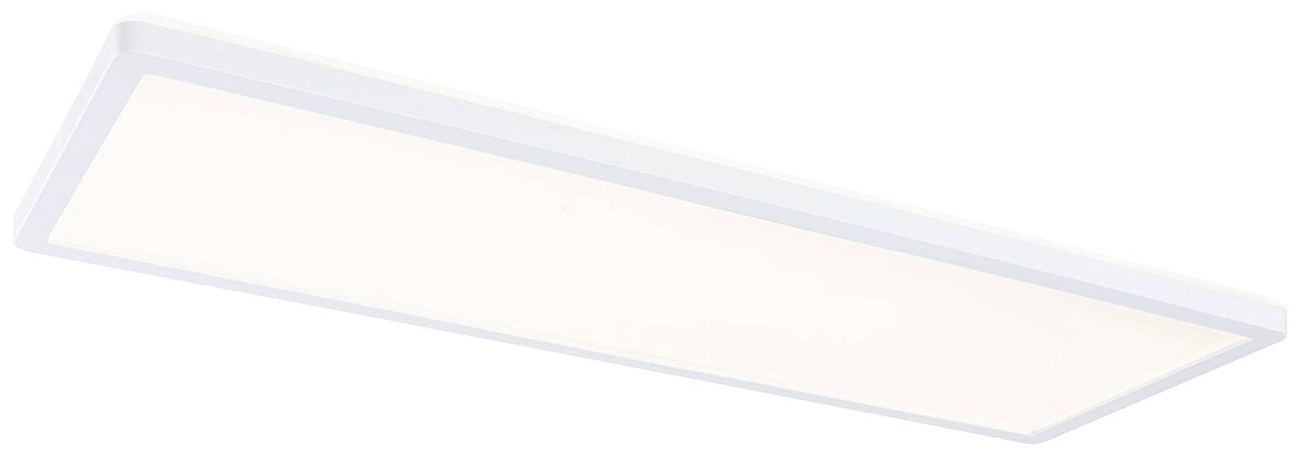 Plafonnier LED rectangulaire avec cadre blanc. La surface s'illumine de manière uniforme et lumineuse. Idéal pour les intérieurs modernes.