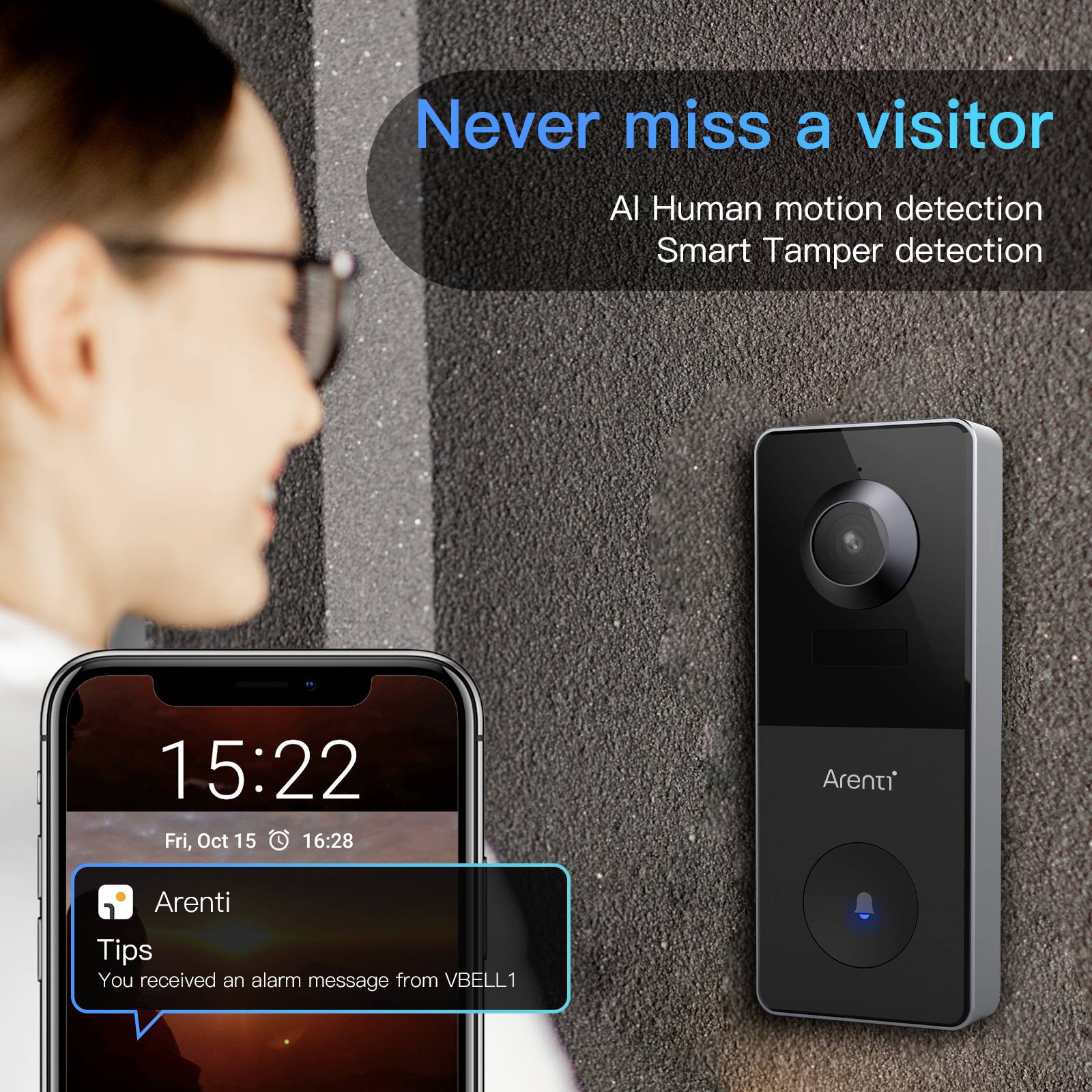 Arenti VBELL1 Interphone vidéo Wi-Fi Set complet