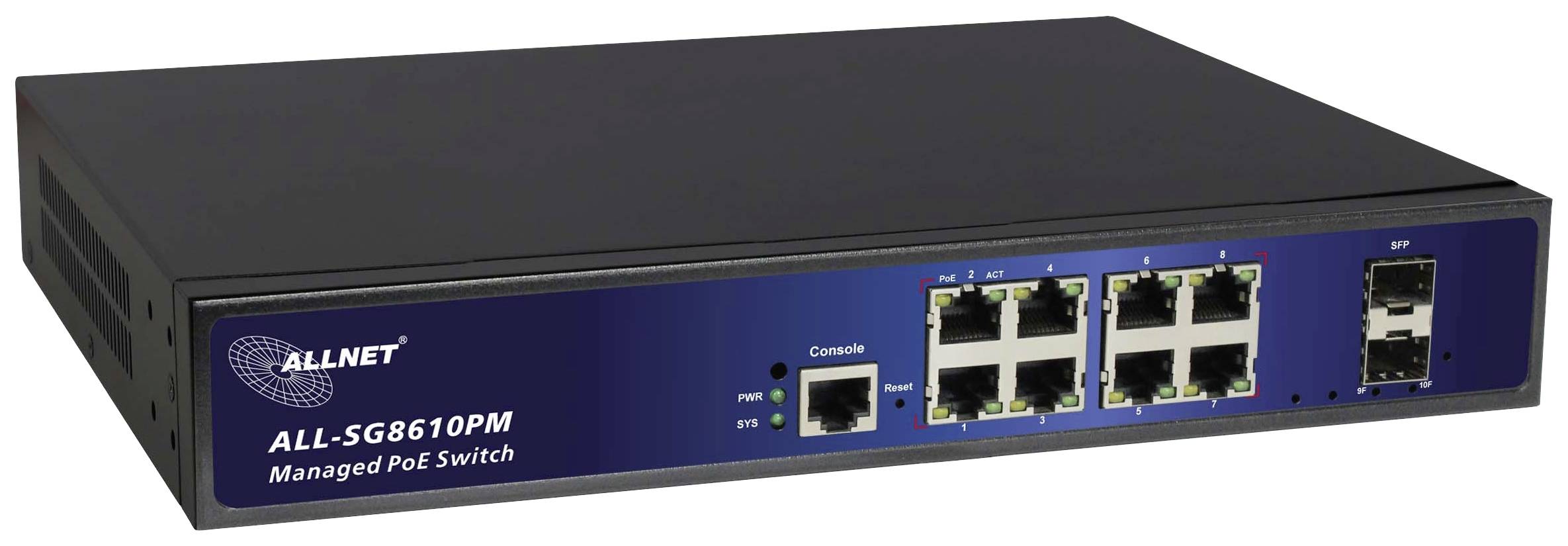 Switch réseau Allnet ALL-SG8610PM 8+2 ports 10 / 100 / 1000 MBit/s fonction PoE