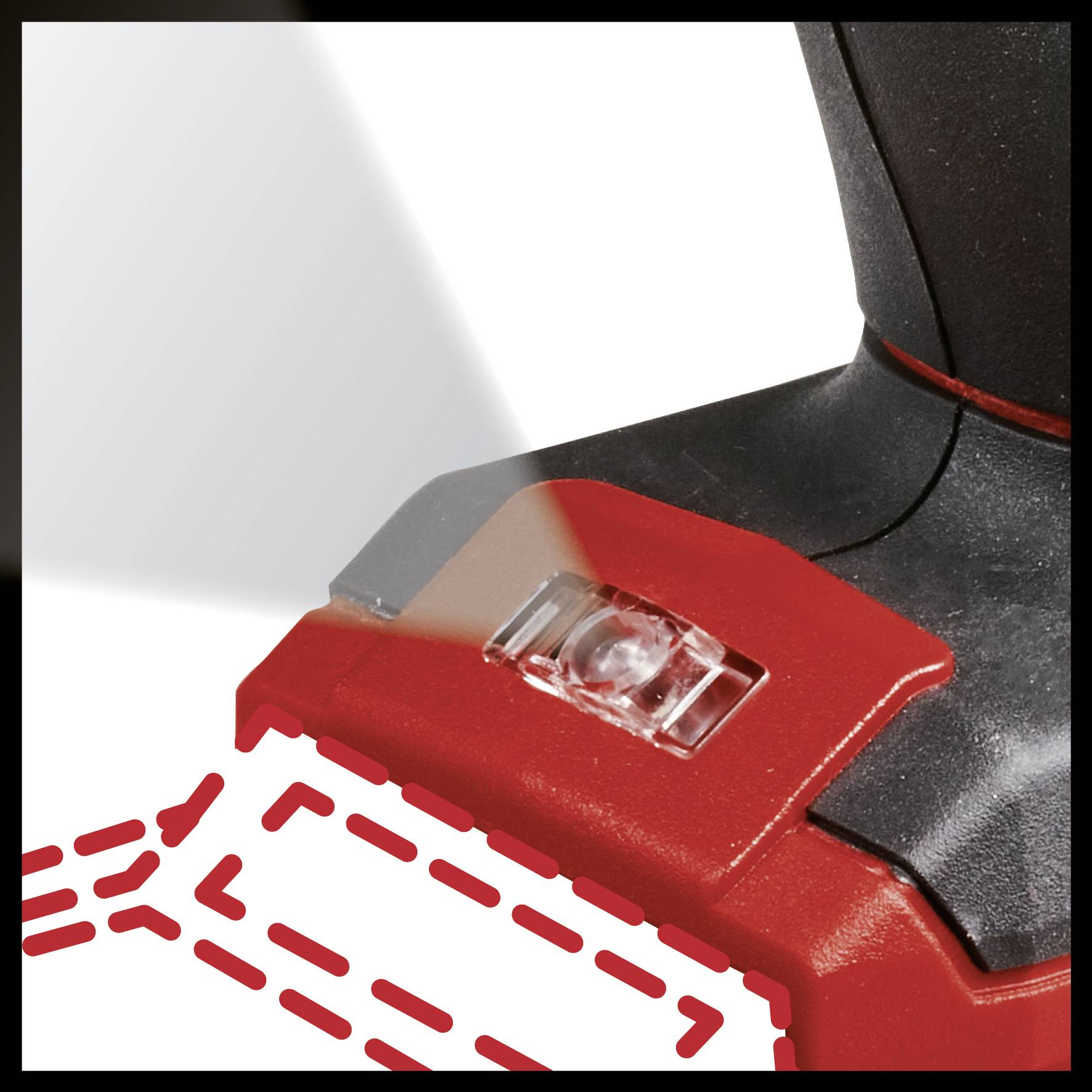 Outil électrique, gros plan d'un marqueur laser rouge indiquant des coupes précises. Adapté aux travaux de construction ou de bricolage.
