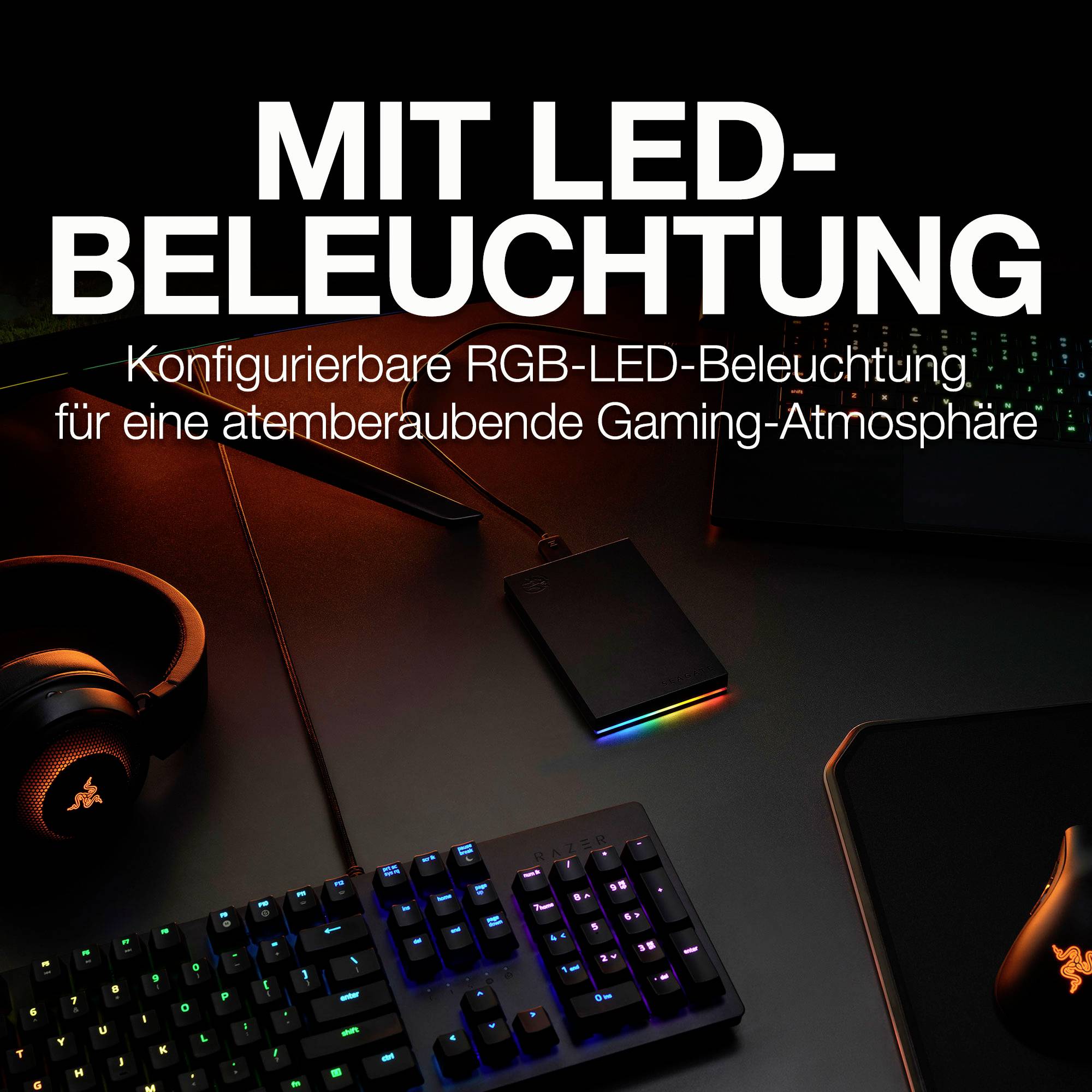 2 TB Seagate FireCuda® Gaming HDD Disque dur externe 2,5" USB 3.1 (Gen 1) noir, RVB STKL2000400