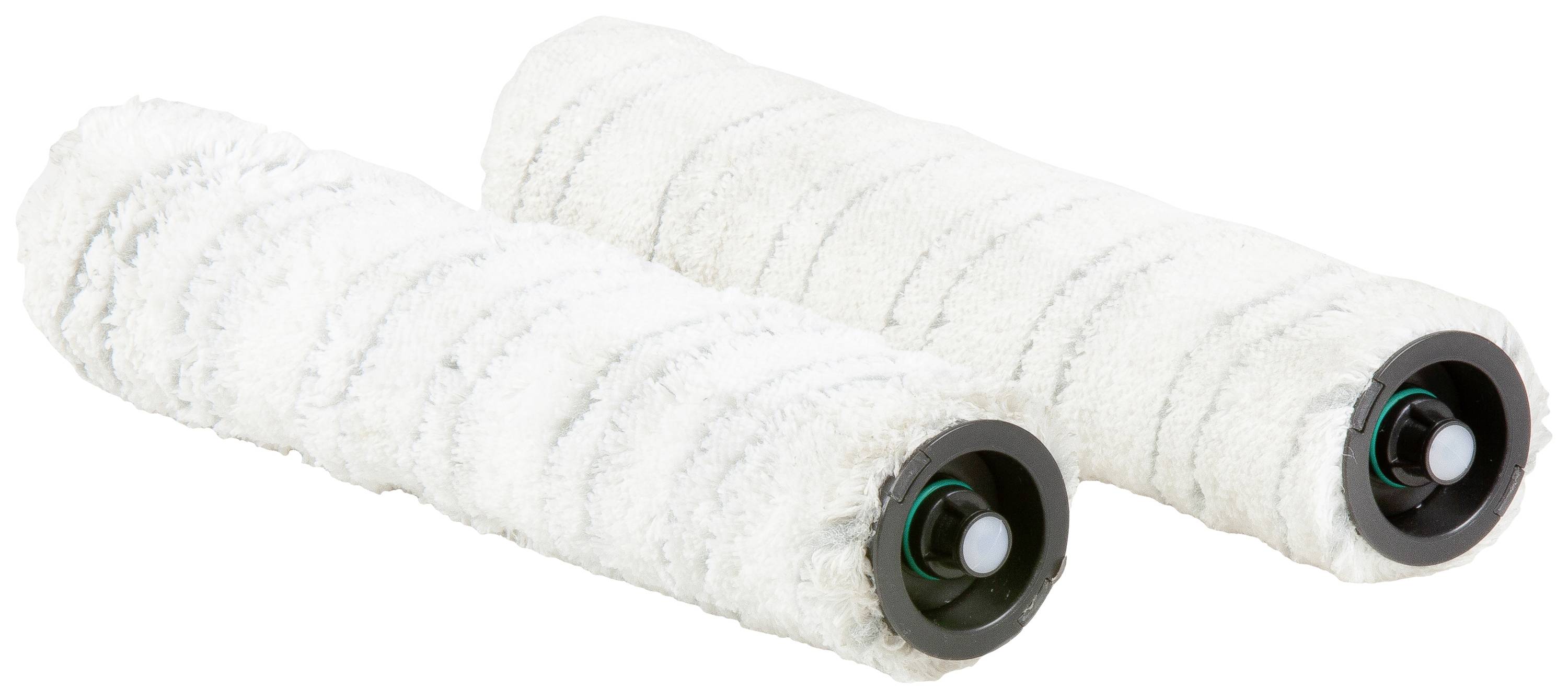 Deux rouleaux à peinture blancs sur un fond blanc, prêts à être utilisés pour peindre des murs ou d'autres surfaces.